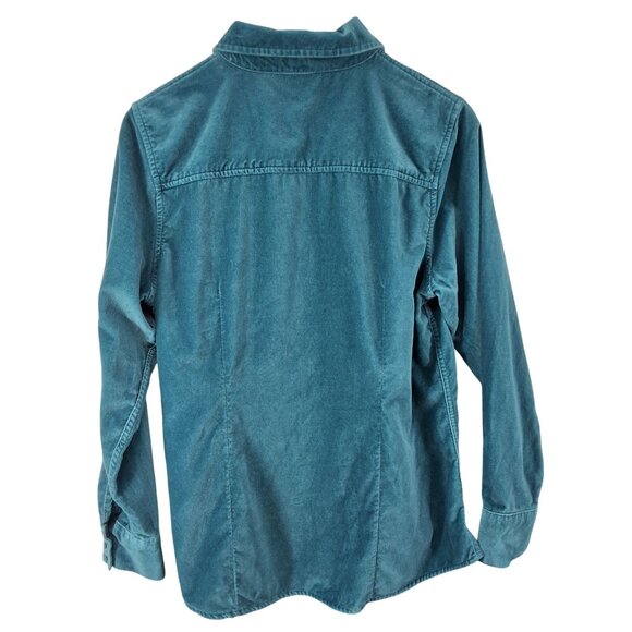 L.L. Bean Teal 100% Cotton Velvet Button-Up Shirt Medium - Picture 5 of 6